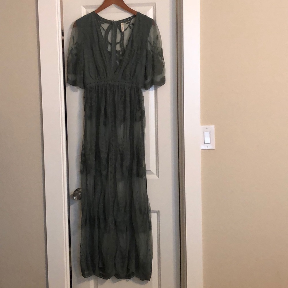 Boho green lace dress size small
